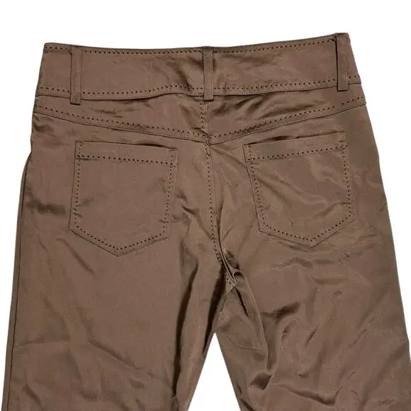 Vintage Cache Womens 6 Y2K Bronze Metallic Satin Brown Bootcut Pants Low Rise - Picture 5 of 14